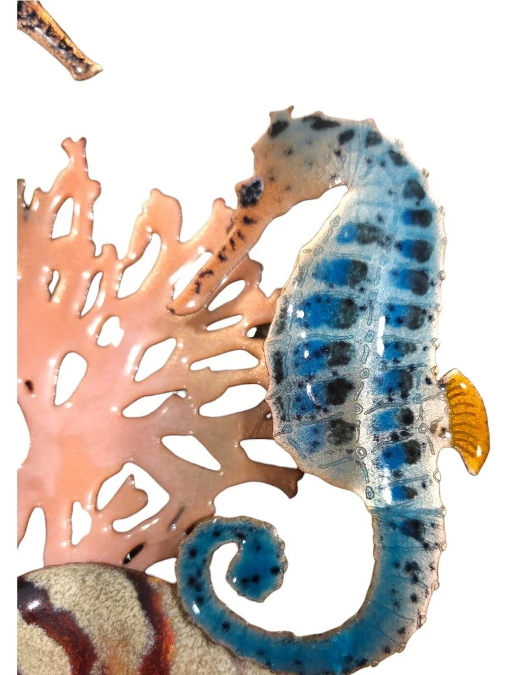Vtg Bovano Enamel Copper Wall Art Sculpture Seahorses Coral Of Cheshire RARE